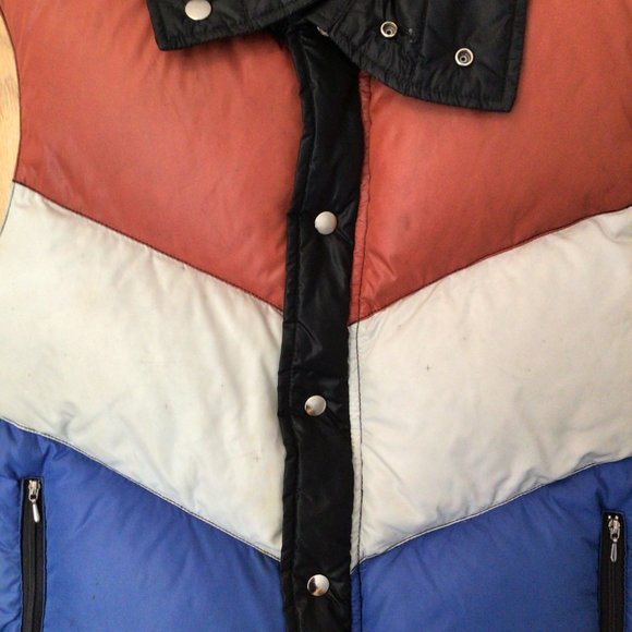 Campus - Vintage Down Filled Vest Jacket Rust, Light Gray & Blue - Picture 8 of 11